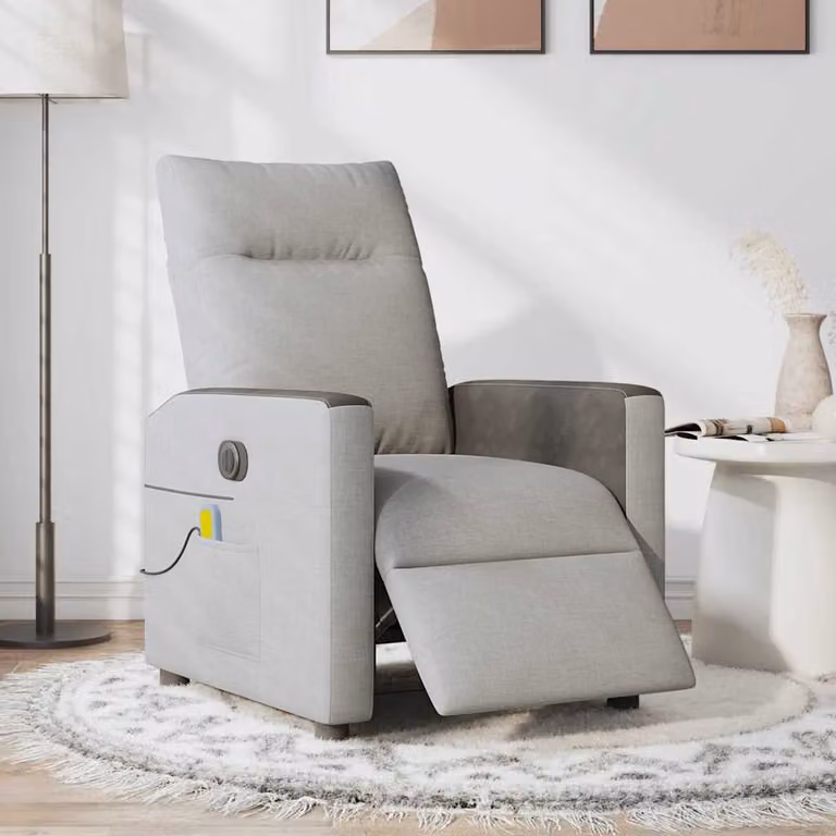 vidaXL Poltrona Reclinabile Massaggio Elettrica Grigio Nuvola Tessuto