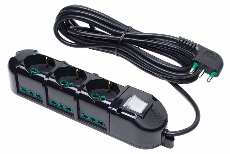 FANTON Multipresa a 9 prese 16 A, nera, cavo da 3 m