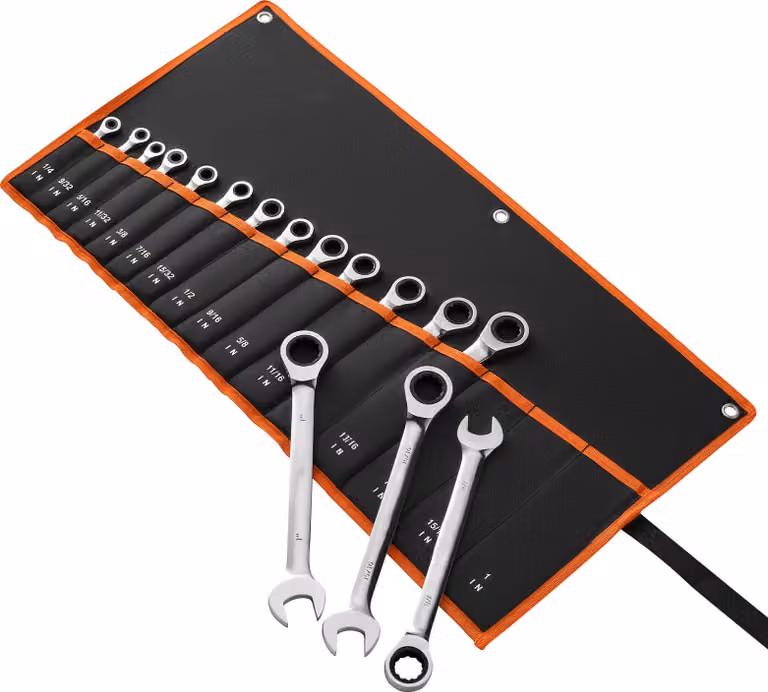 SucceBuy Set di chiavi a cricchetto da 16 pezzi SAE 72 denti in acciaio Cr-V con pratica borsa portaoggetti, ideale per riparazioni domestiche e su veicoli
