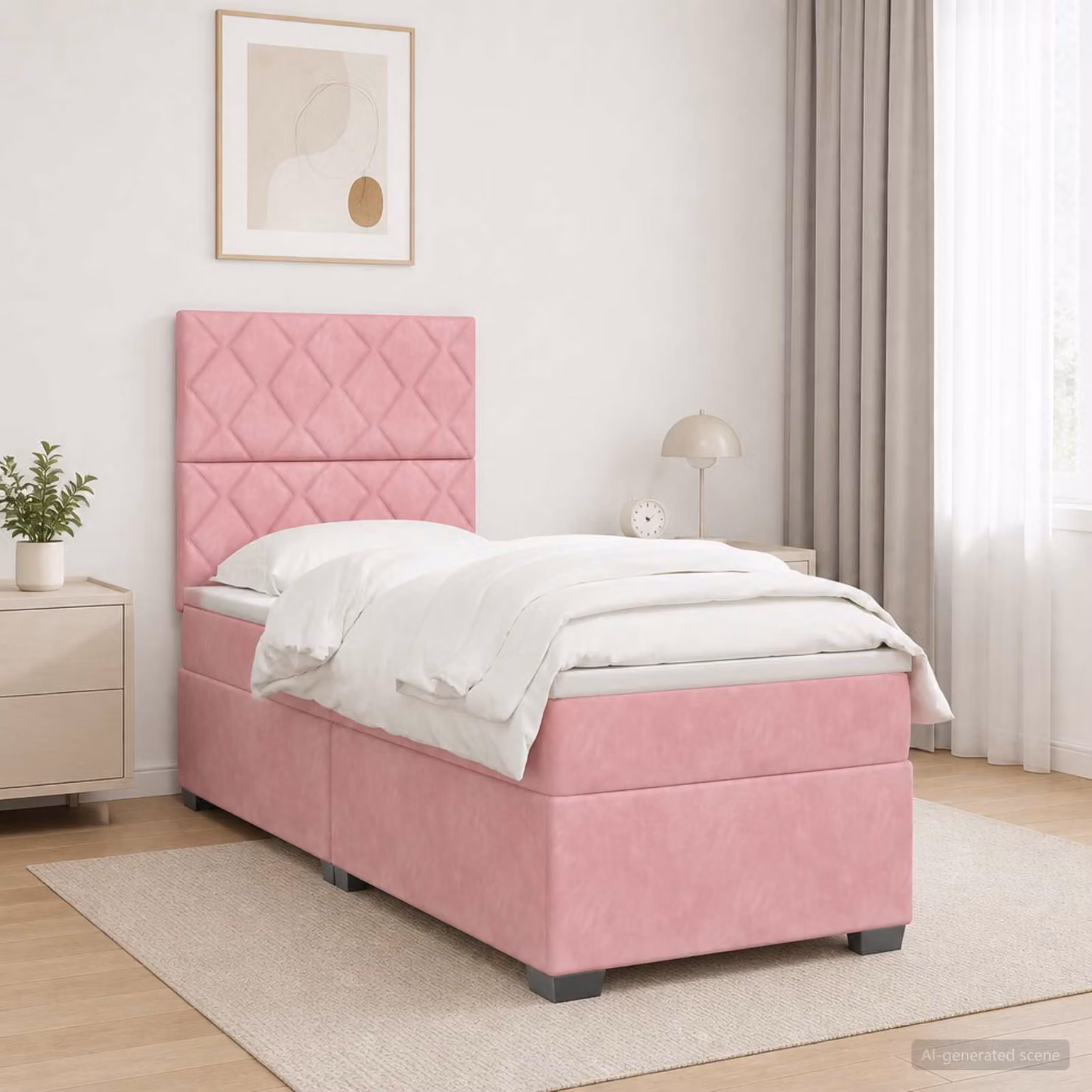 Letto box spring con materasso vidaXL in velluto rosa, L 200 x L 80 cm