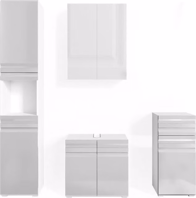Set mobili bagno Fredd Bianco lucido 4 pezzi Vicco