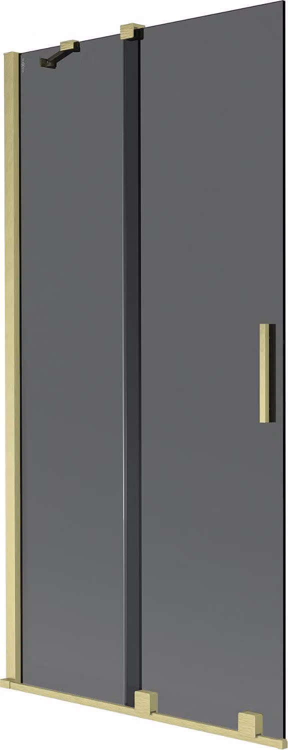 Mexen Velar paratia per vasca da bagno a 2 ante scorrevoli 90 x 150 cm, grafite, oro spazzolato - 896-090-000-41-55