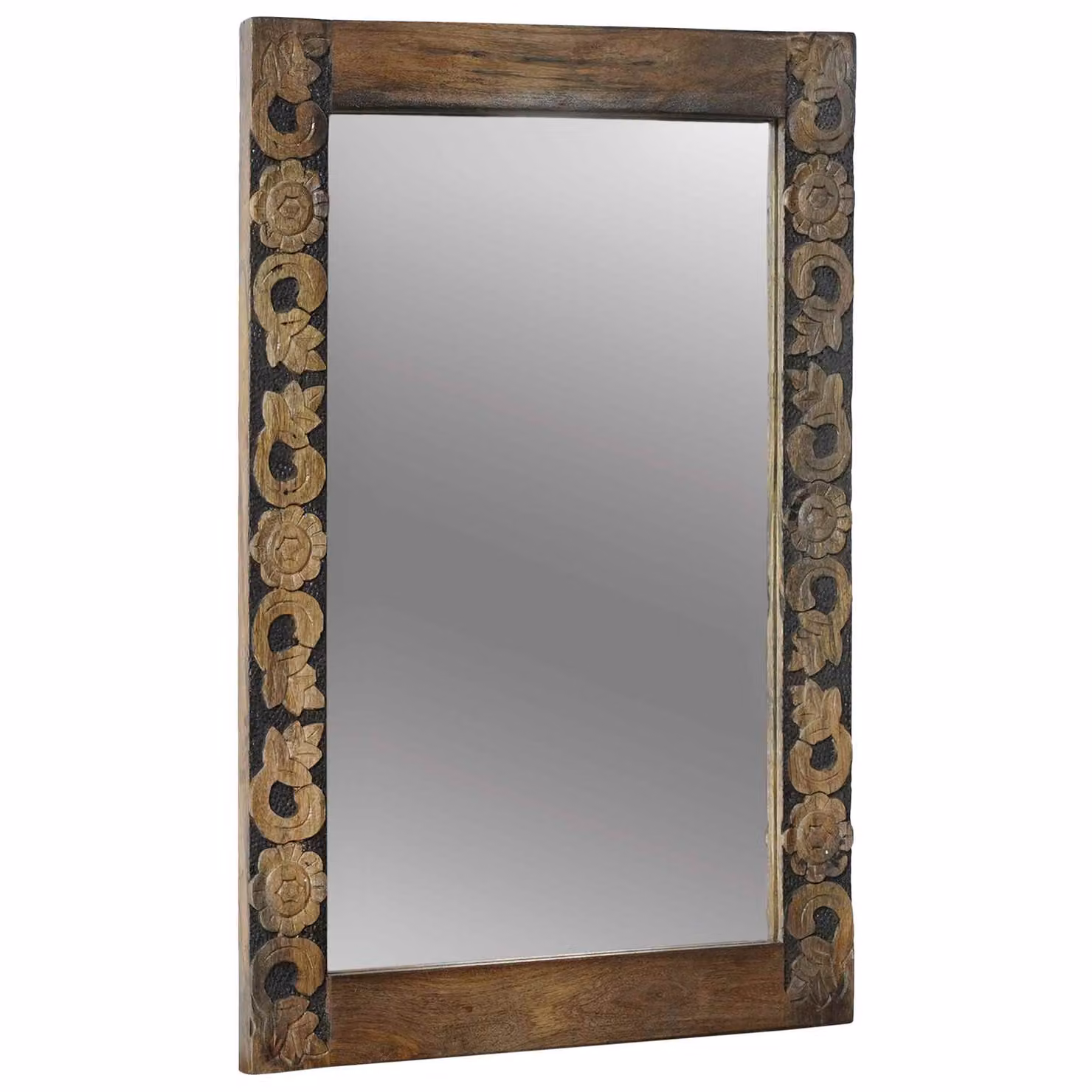 Specchio da parete rettangolare vidaXL in legno e vetro marrone rustico L: 70 cm, H: 50 cm