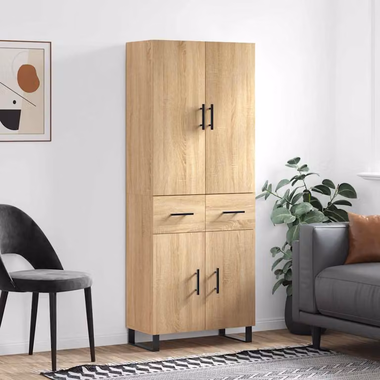 Credenza moderna vidaXL in legno Rovere Sonoma marrone, L: 69,5 cm, P: 34 cm, H: 180 cm