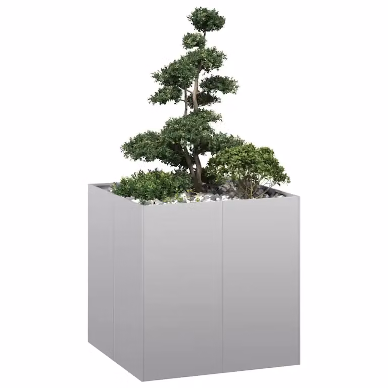 Fioriera vidaXL in acciaio zincato grigio L: 80 cm, P: 80 cm, H: 80 cm