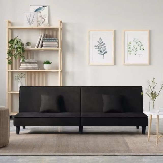 Divano letto-Sofa Letto-Daybed Nero in Velluto