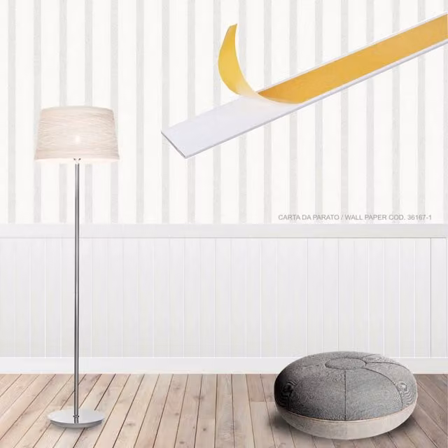 Kit di Boiserie Autoadesiva in Polistirene Modello GEISA Bianco per 2mq