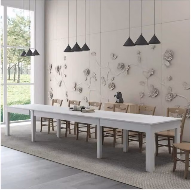 Tavolo Super4 160x90 allungabile a 320 cm colore bianco frassinato