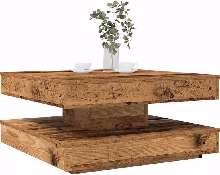 Maison Exclusive - Tavolino girevole a 360 gradi, effetto legno invecchiato, 70x70x34,5 cm