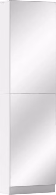 Scarpiera con specchio, modello stretto a 5 ripiani con ante a chiusura ammortizzata, per 12 paia di scarpe, 50 x 20 x 180 cm, colore bianco.