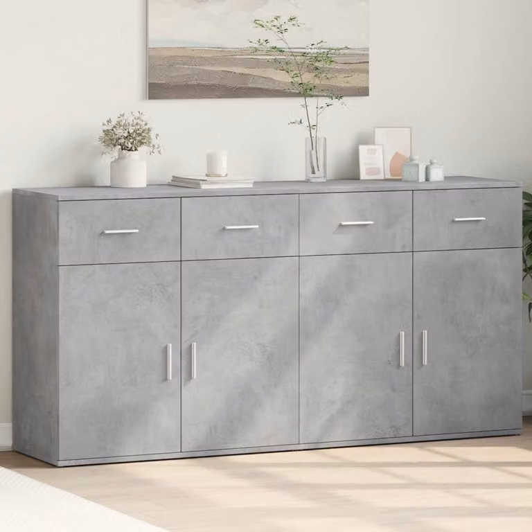 Set di 2 credenze vidaXL in legno multistrato e MDF, colore grigio, L 79 cm x P 38 cm x H 80 cm