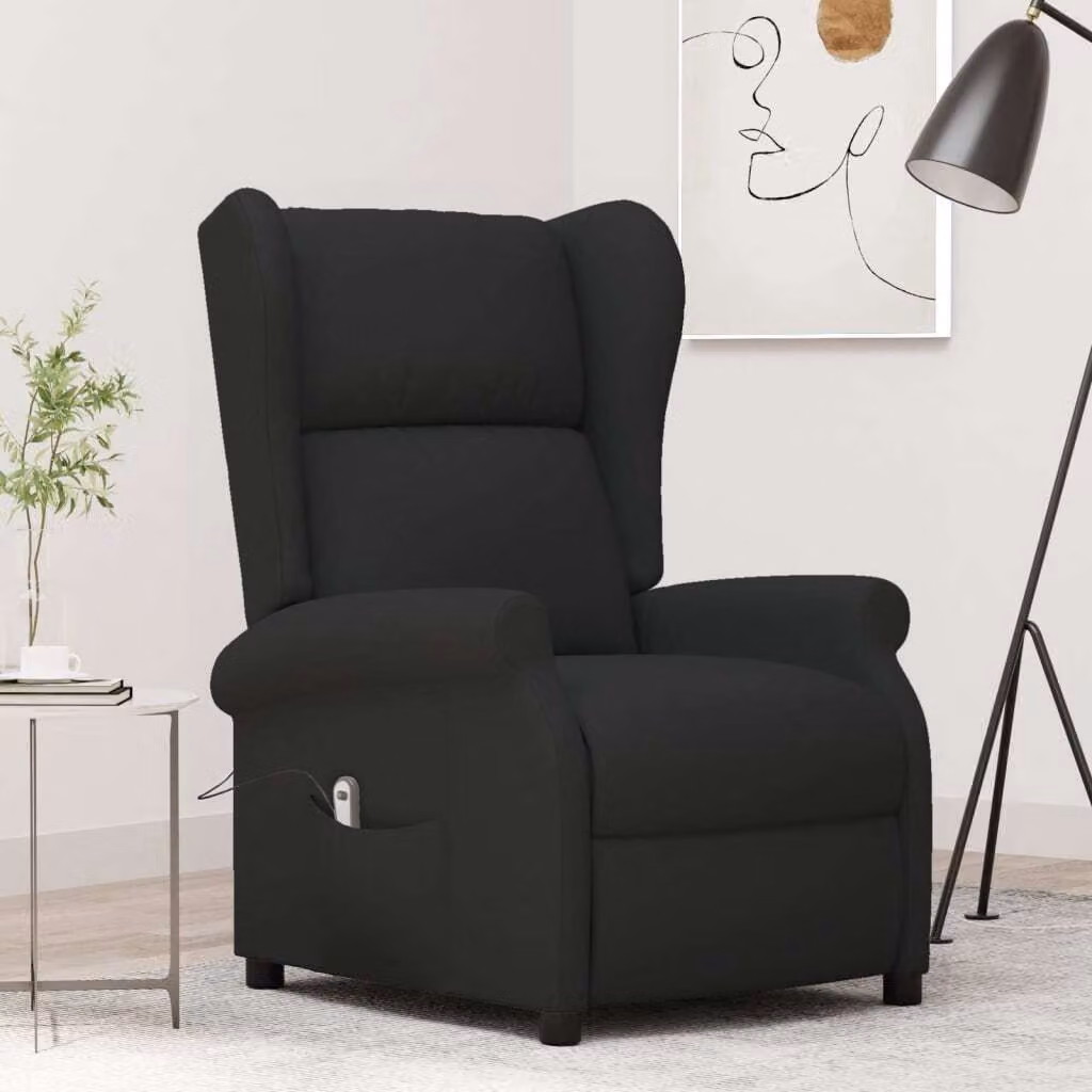 The Living Store Sedia ad ala con funzione reclinabile elettrica in tessuto nero