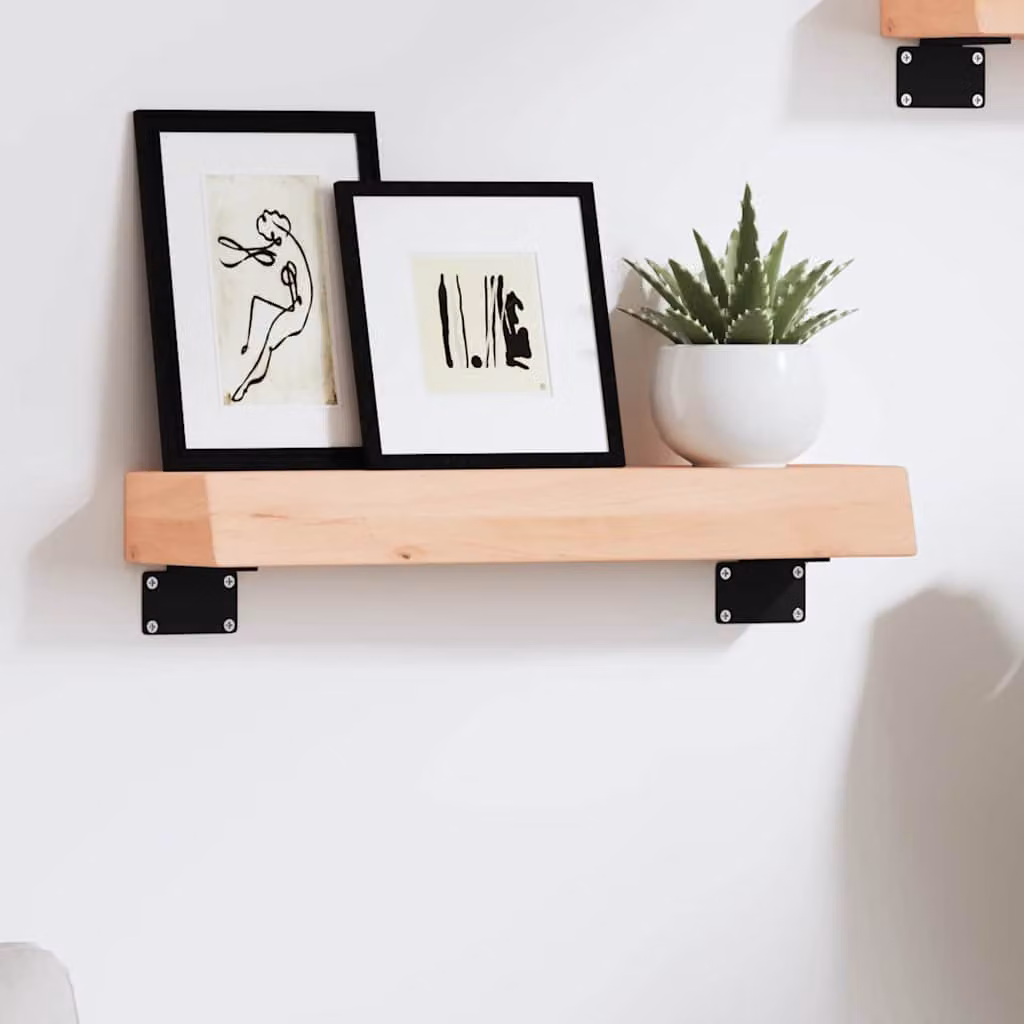vidaXL Ripiano a Parete in Legno Massello di Rovere Non Trattato, Colore Marrone, L 40 cm x P 10 cm x H 6 cm