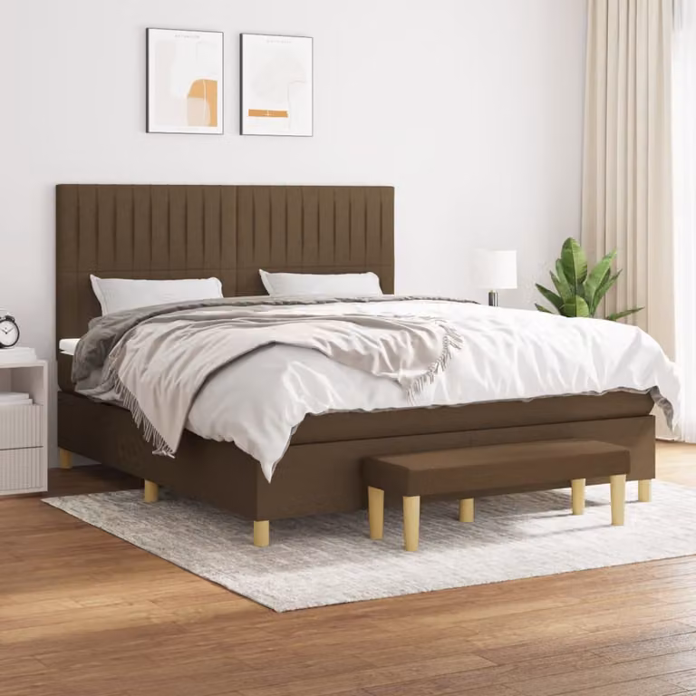 Letto Ibrido con Giroletto a Molle e Materasso vidaXL in Legno e Tessuto Marrone e Bianco L/P: 180 x 200 cm