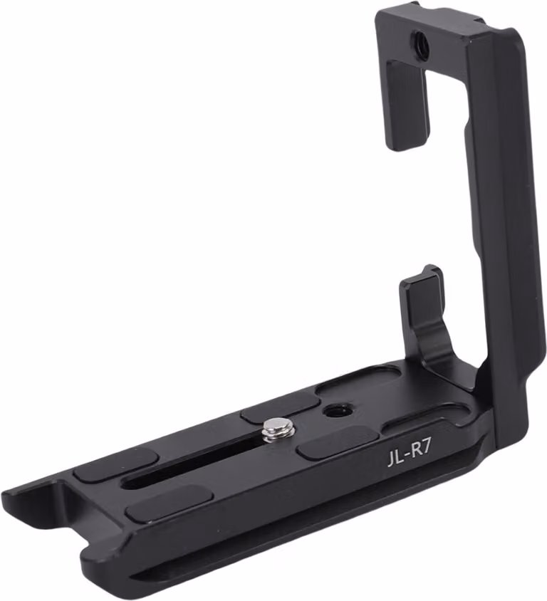 Piastra a L a sgancio rapido adatta al treppiede per fotocamera R7 con attacco verticale e foro per vite da 1/4 di pollice