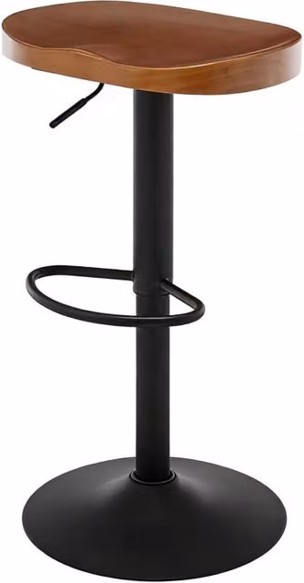 Sgabello da bar girevole regolabile in altezza in legno massello e metallo marrone 41,5x31,5 cm