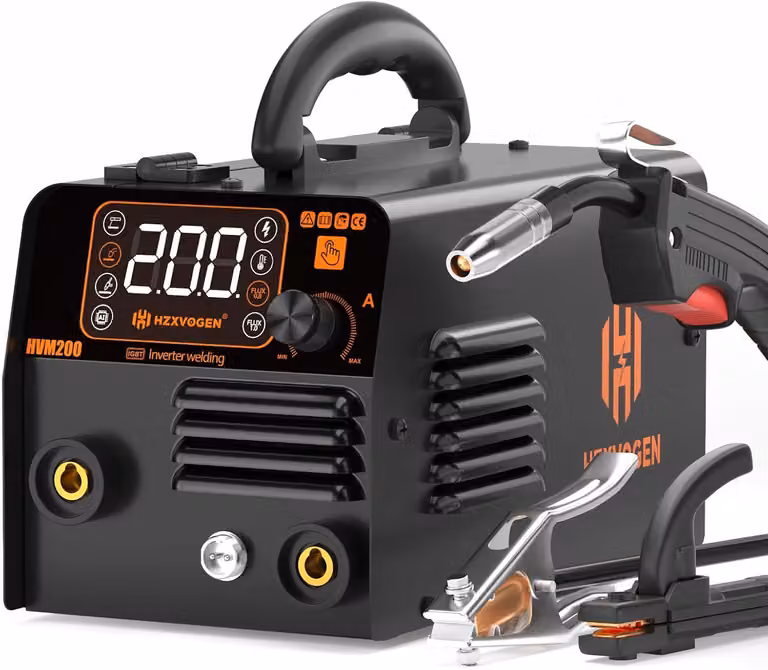 Saldatrice MIG HZXVOGEN, 230V, 200A, con funzione tre in uno, adatta per la saldatura MIG senza gas, la saldatura ad arco manuale e la saldatura TIG, display LCD, inverter