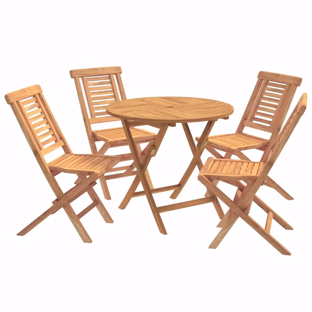 Set bistro da giardino pieghevole vidaXL in legno di teak marrone, 5 pezzi – 2