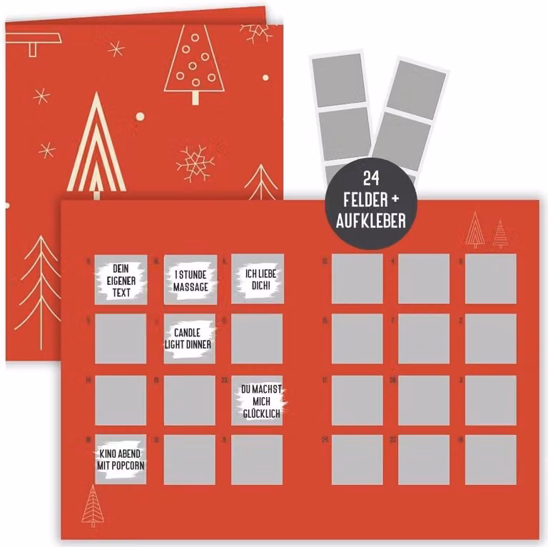 Calendario dell'Avvento da grattare per uomini, bambini e donne - Calendario di Natale fai-da-te - Da personalizzare e da grattare liberamente