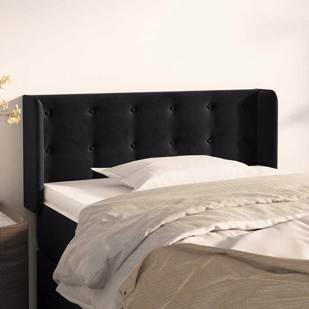 Testiera ad orecchio vidaXL in velluto nero L: 93 cm, P: 16 cm, H: 78-88 cm