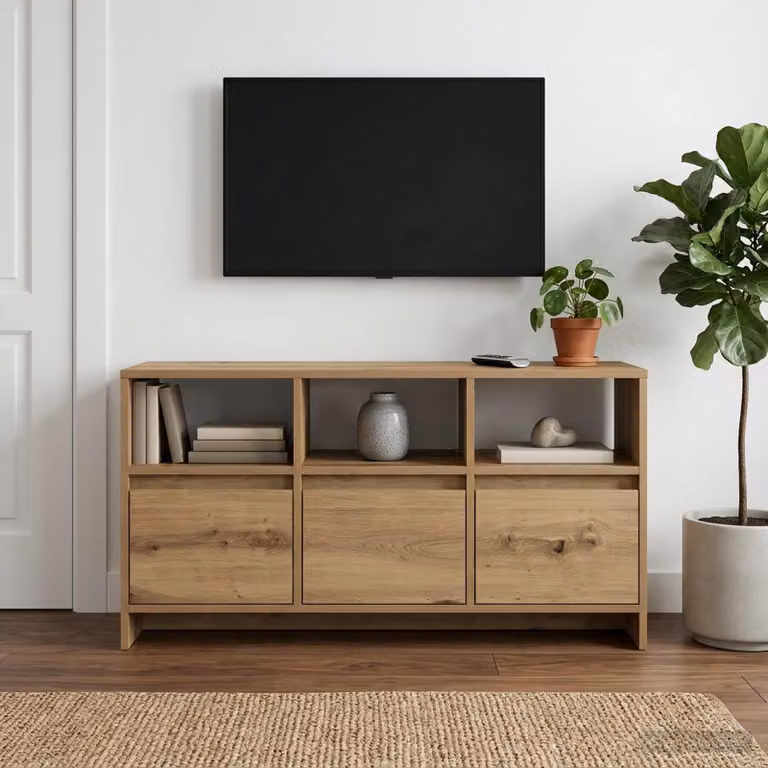 Mobile TV vidaXL in Rovere Artigianale con Ruote, L 102 cm x P 37,5 cm x H 52,5 cm