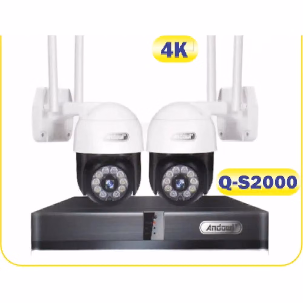 Kit di sicurezza Andowl con 2 telecamere Wi-Fi PTZ 4K e registratore NVR Q-s2000, colore bianco – 2