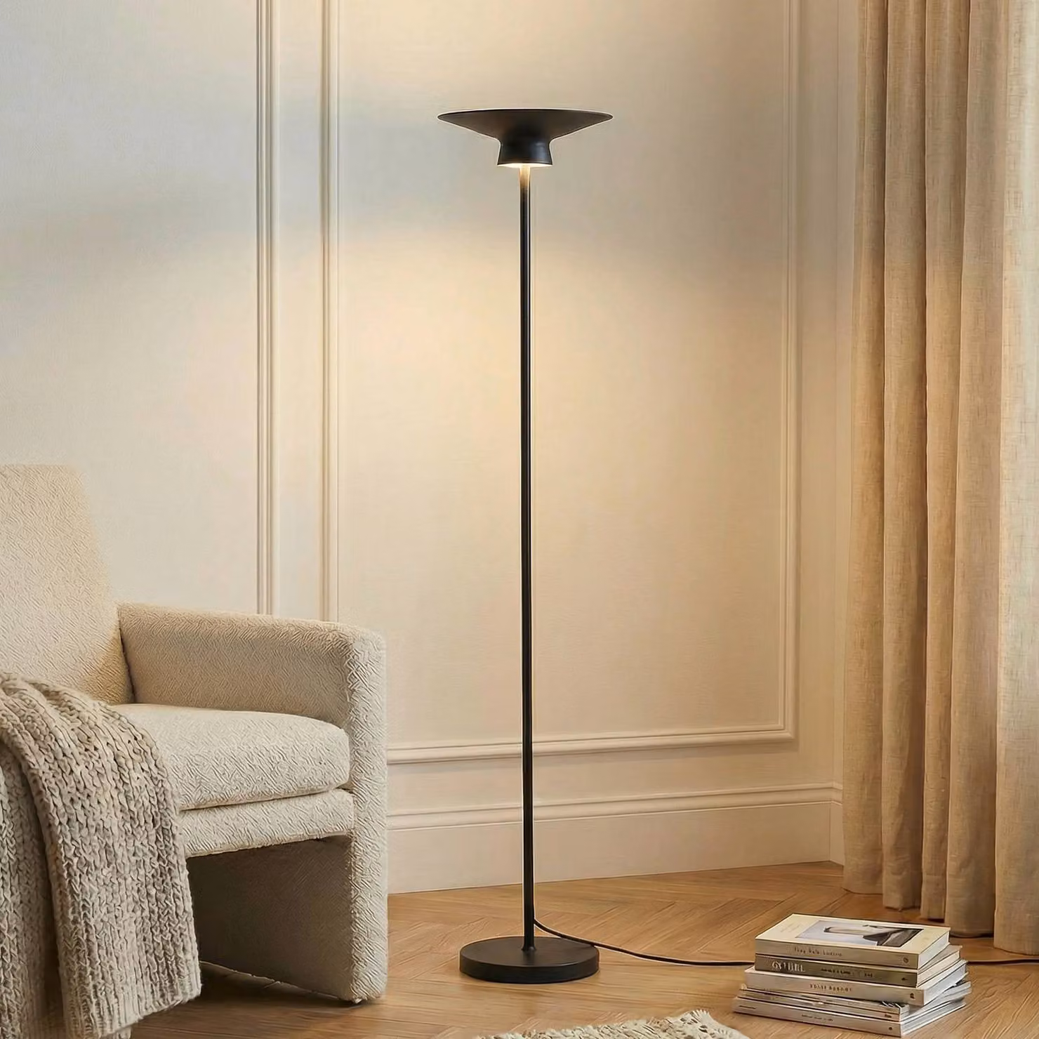 Lampada da terra a LED Norvind Lindby, Nero, Soggiorno / Sala da pranzo, Metallo, Moderno, Lampada LED da terra