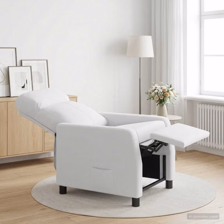 vidaXL Poltrona reclinabile moderna in tessuto bianco con braccioli