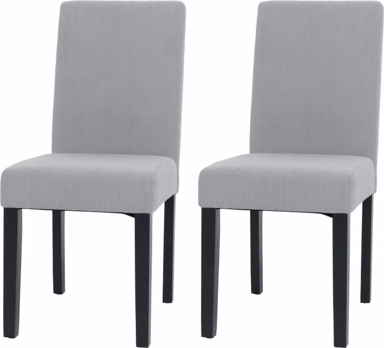 Set di 2 sedie da sala da pranzo classiche e intramontabili | A x L x P 90 x 42 x 50 cm | Altezza seduta 47 cm | Tessuto/velluto a coste Legno | Gambe scure | Grigio chiaro | Sedia Sedia da cucina Sedia con schienale alto