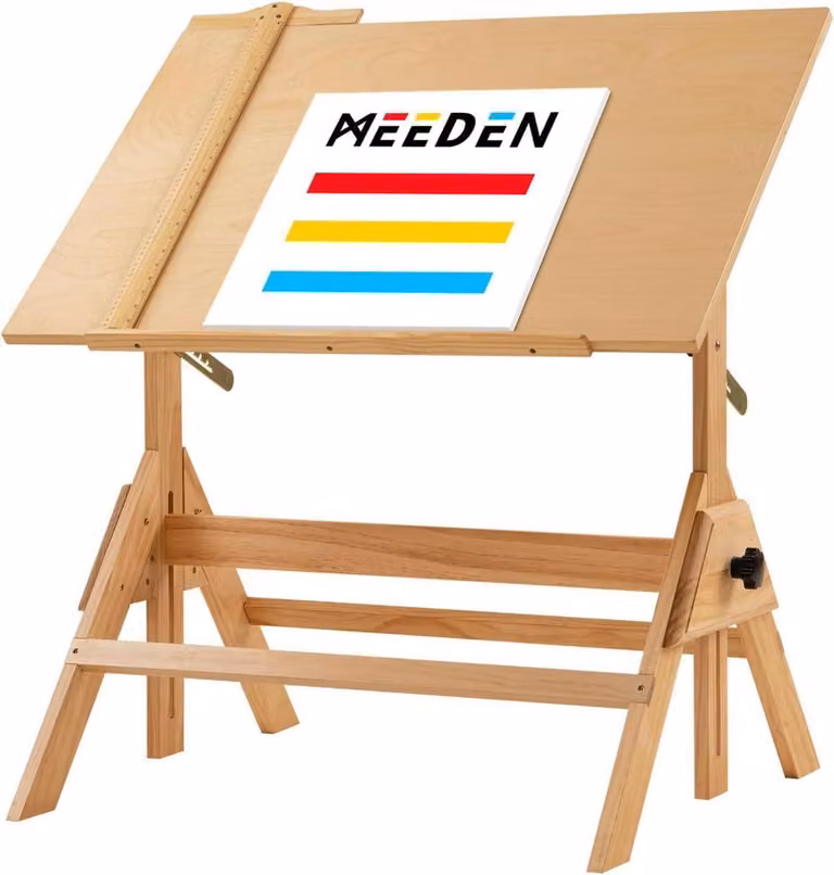 MEEDEN Tavolo da disegno in legno 90x60cm Altezza regolabile Design grafico