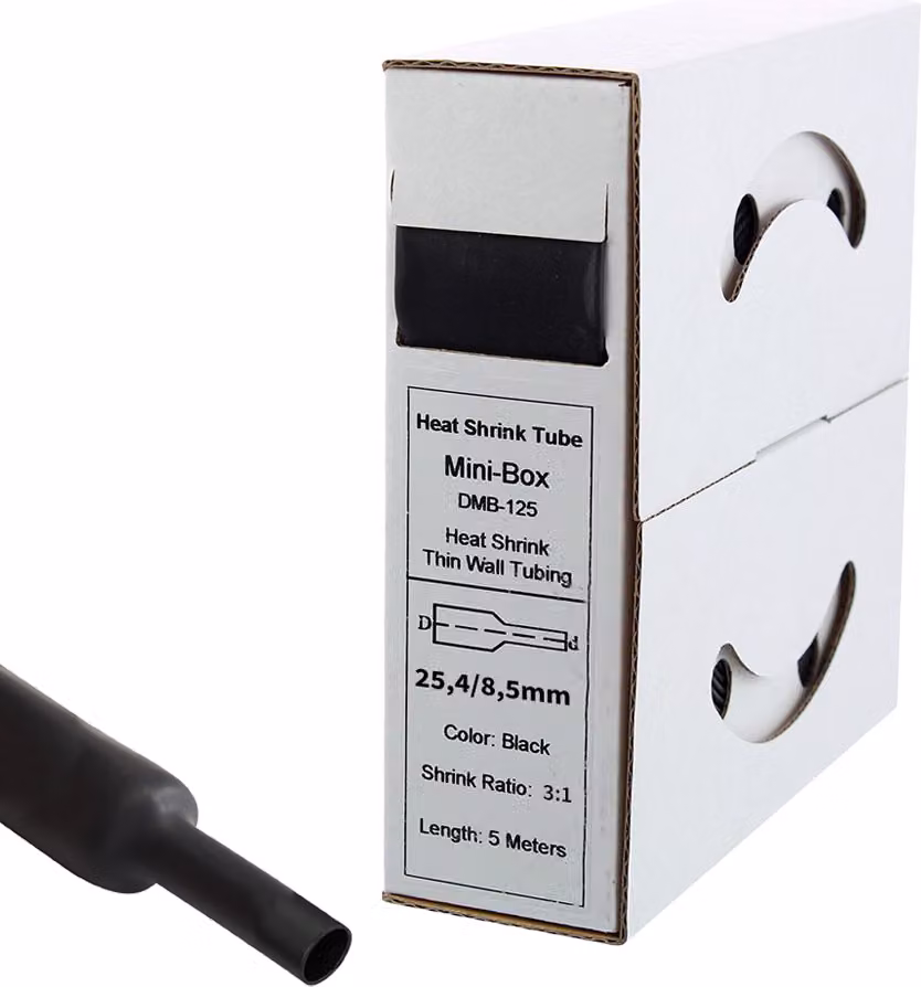 tubo termorestringente da 5 m con adesivo 24 mm>8 mm nero Rapporto 3:1
