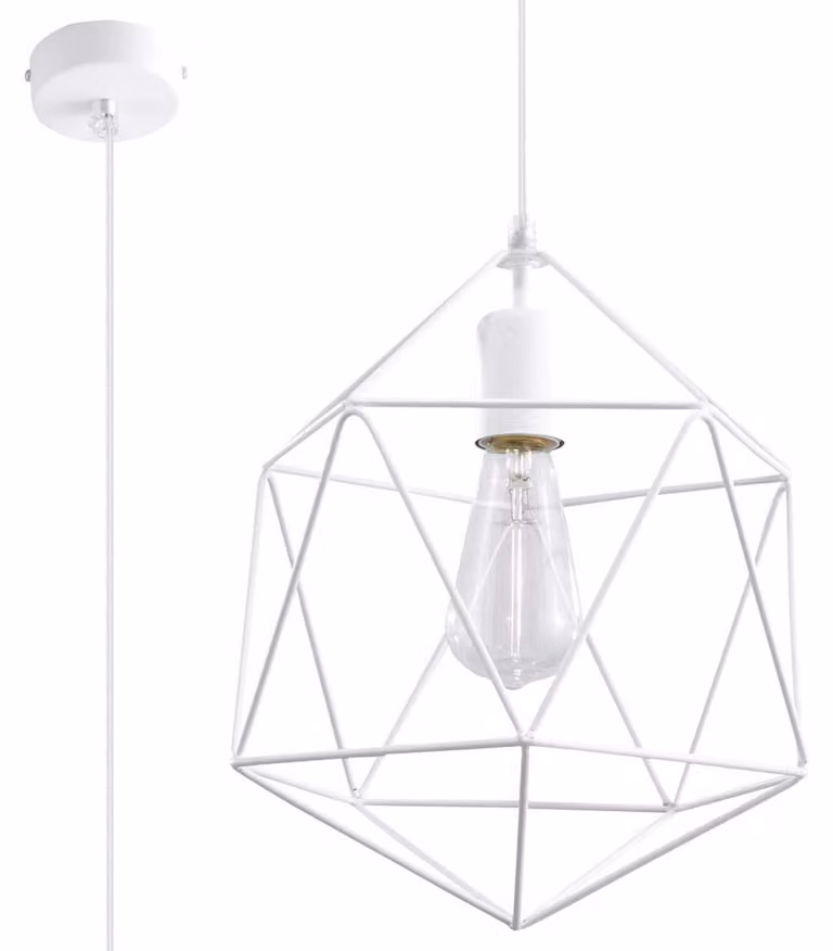 Lampada a sospensione GASPARE bianco 1xE27 15W acciaio 132x30x30cm Sollux Lighting