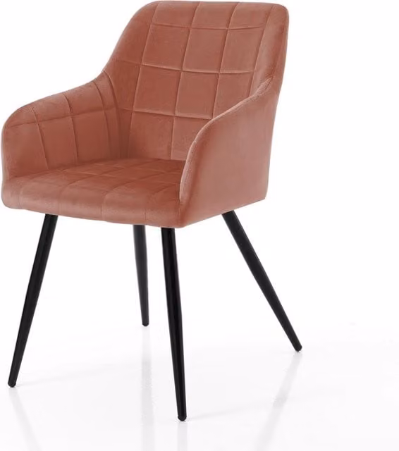 Set di 2 sedie Oresteluchetta in tessuto effetto velluto rosa cipria, H 83 x L 55 x P 60 cm