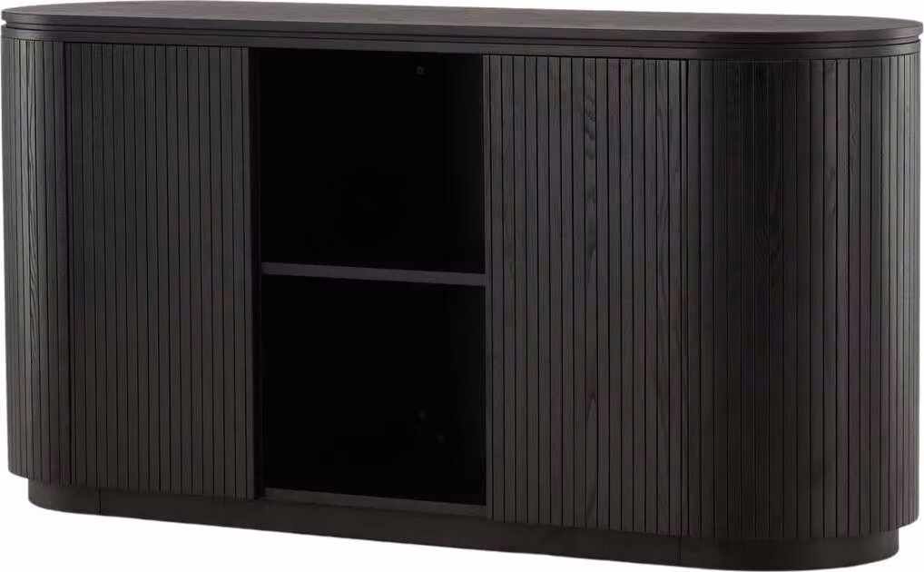 FURNLUX Credenza Fjallbacka Nero 160cm / Hauptfarbe: Schwarz / Dimensioni: 160 x 48 x 80 cm