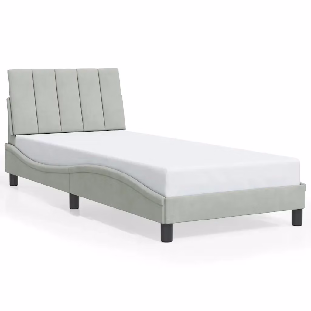 Giroletto senza materasso Hanko vidaXL in velluto grigio, L/P/H: 90 x 200 cm – 2