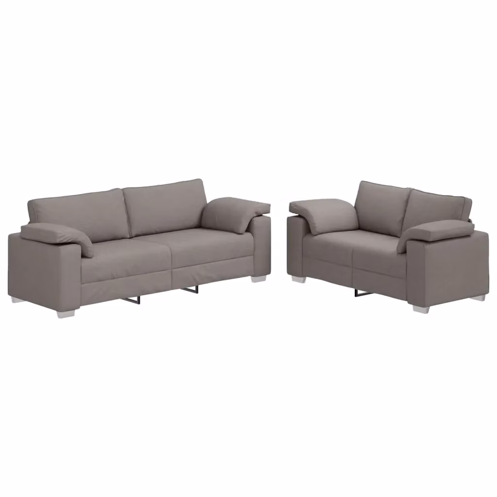 Divano 2 posti Talpa vidaXL in tessuto beige e grigio con cuscini inclusi per soggiorno – 2