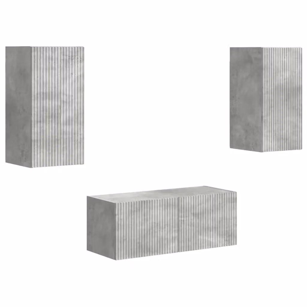 Set mobile TV moderno vidaXL da 6 pezzi in legno e MDF, Grigio cemento opaco – 2