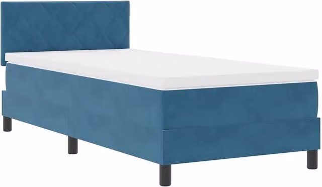 Letto singolo | Letto per adulti | Letto a Sorgente LED con led Blu Scuro 90 x 190 cm Velluto