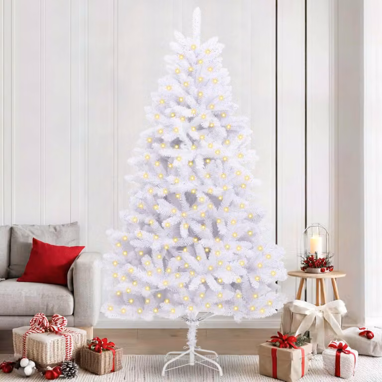 Maison Exclusive - Albero di Natale artificiale con 300 luci LED, realizzato in PVC e acciaio, colore bianco