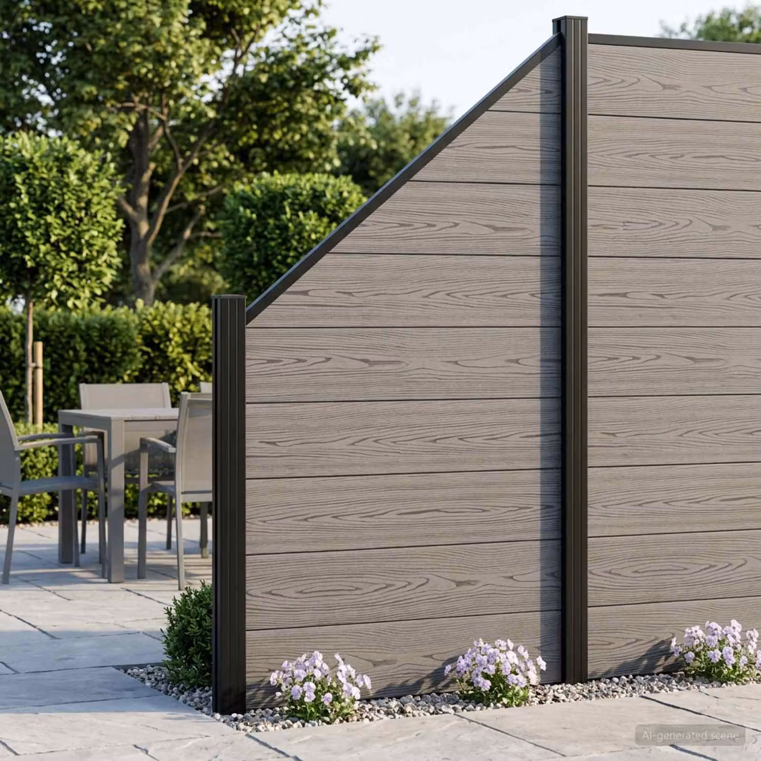Set di recinzione vidaXL in WPC e alluminio grigio, L: 1311 cm, H: 186 cm