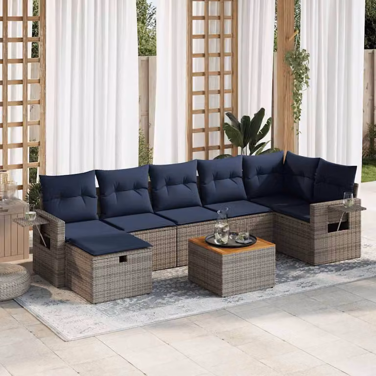 Maison Exclusive - Set Divano da Giardino 8 pz con Cuscini Grigio in Polyrattan
