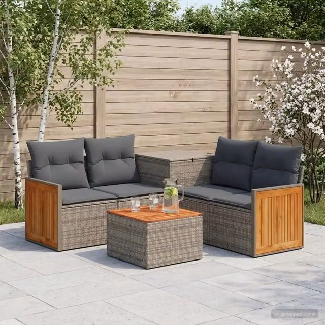 Set di divani 6 pz Grigio e Grigio Scuro 55 x 55 x 37 cm 3447718