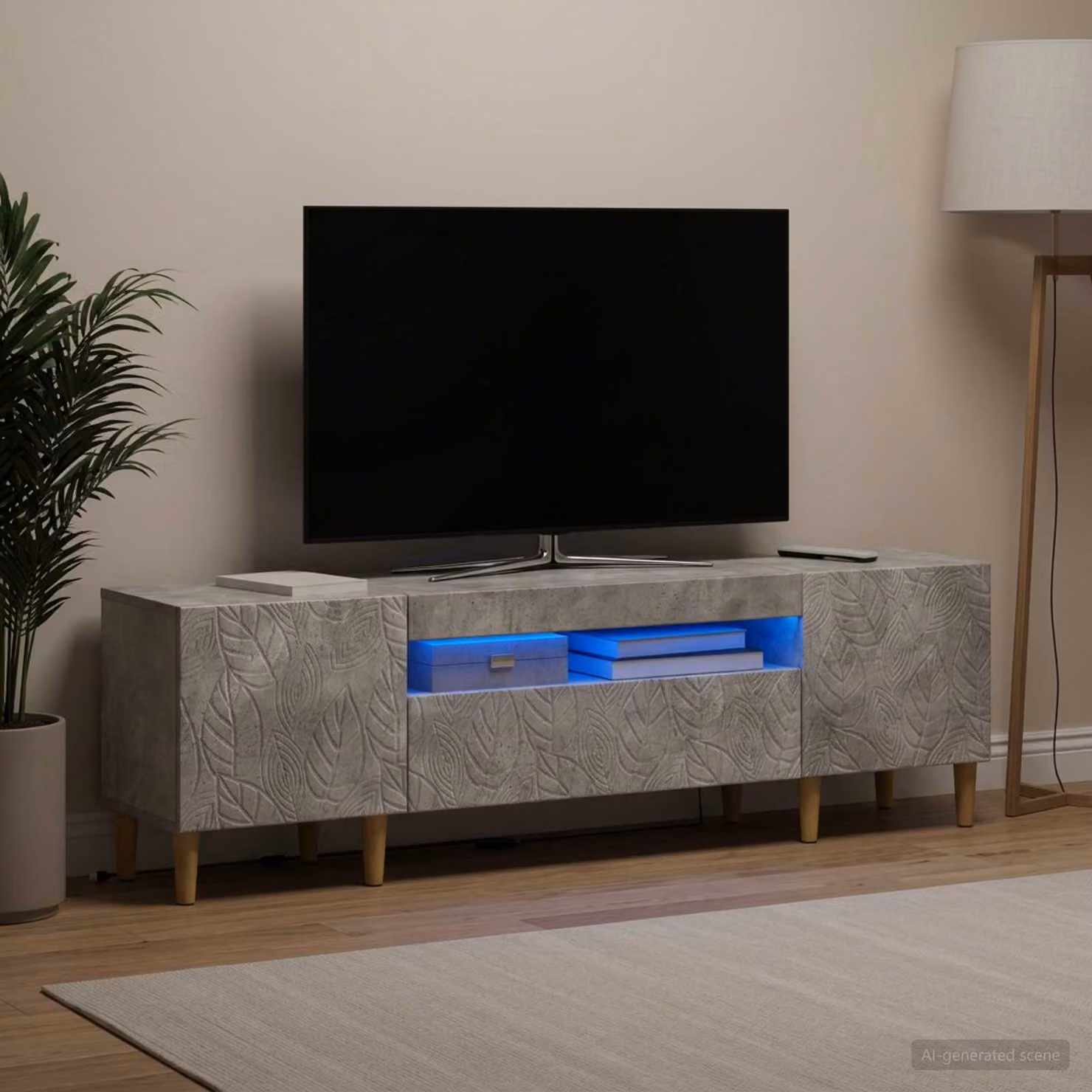 Mobile TV LED DELFT vidaXL Grigio Cemento L/P/H: 153 x 35 x 43 cm