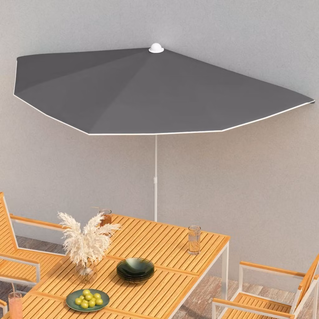 Maison Exclusive - Ombrellone a semicircolo con palo 180x90 cm antracite