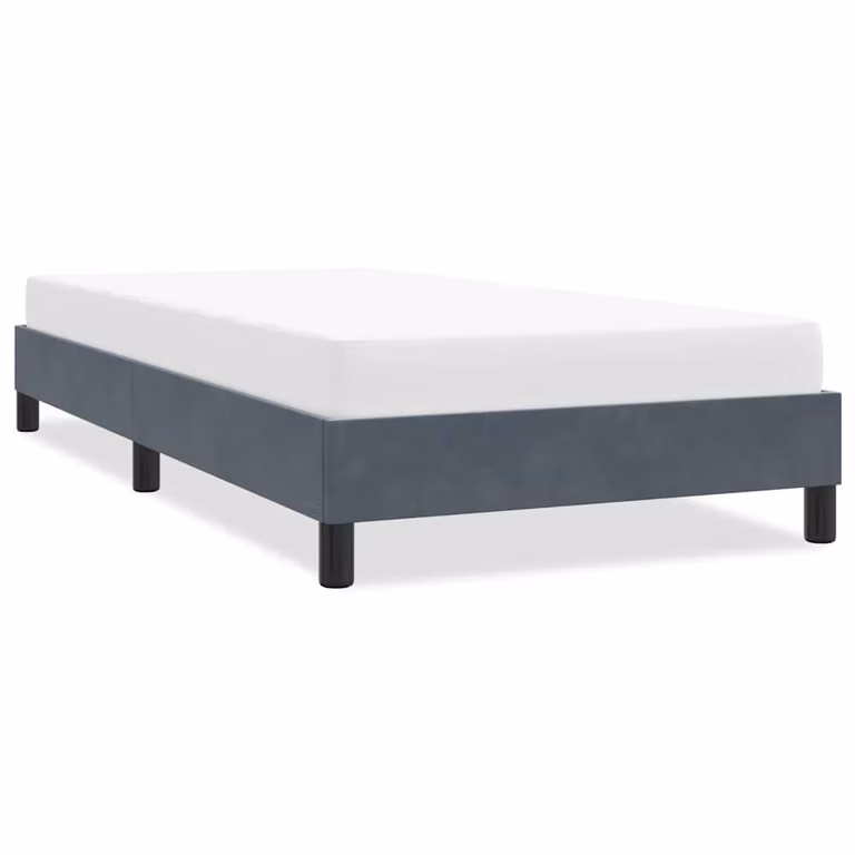 vidaXL Giroletto senza Materasso in Velluto Grigio con Doghe in Legno L: 100 cm, P: 213 cm