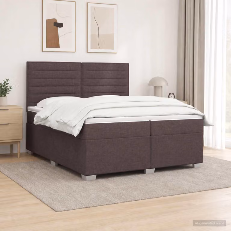 Maison Exclusive - Letto boxspring con materasso marrone scuro 200 x 200 cm Tessuto