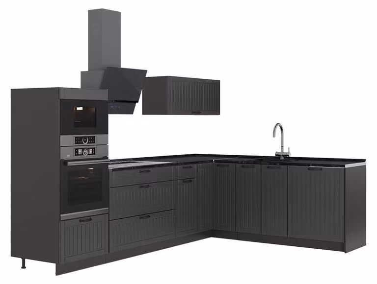 Cucina angolare completa Vicco Fame-Line Grigio scuro/Antracite 287 x 207 cm, PL Antracite, Model 63461