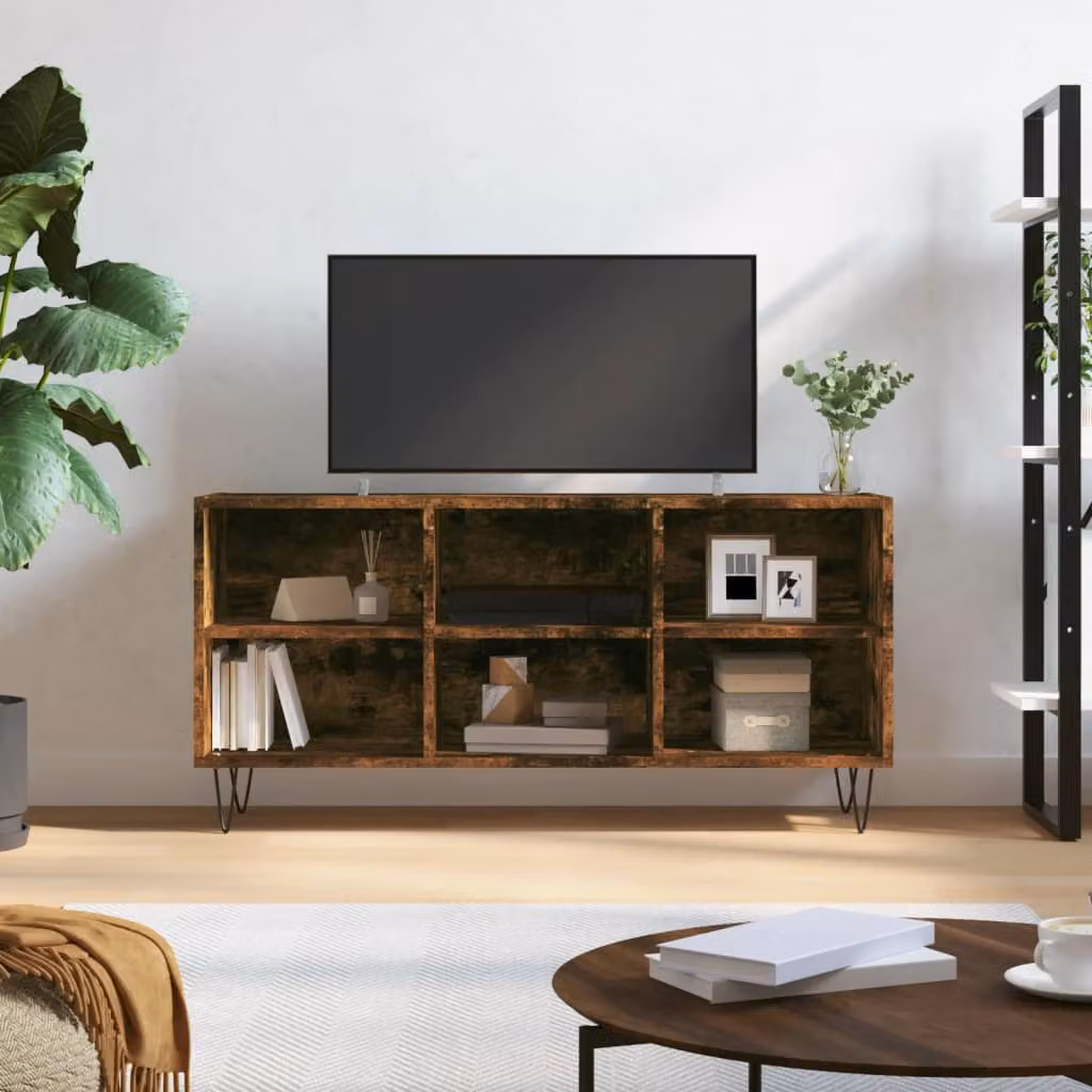 vidaXL Mobile Porta TV Moderno in Rovere Fumo e Legno, L: 103,5 cm, P: 30 cm, H: 50 cm
