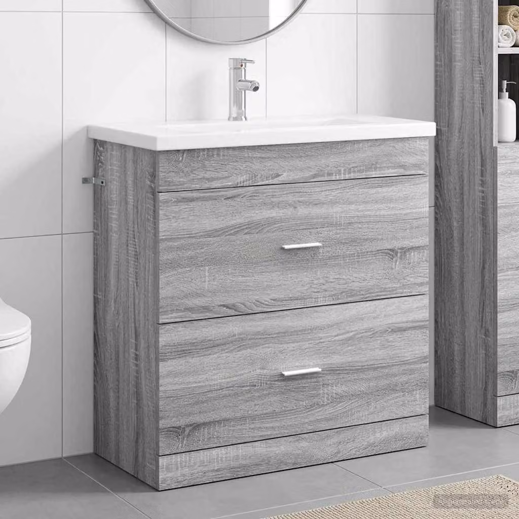 Set di mobili per il bagno moderno vidaXL in legno e MDF grigio L: 81 cm, P: 40 cm, H: 84,5 cm