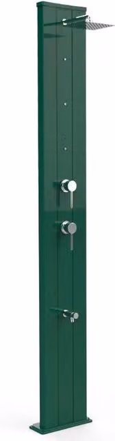 Doccia Tradizionale in Alluminio Dada di Arkema Design con Miscelatore, Nebulizzatore e Lavapiedi, Colore Verde Scuro – 1